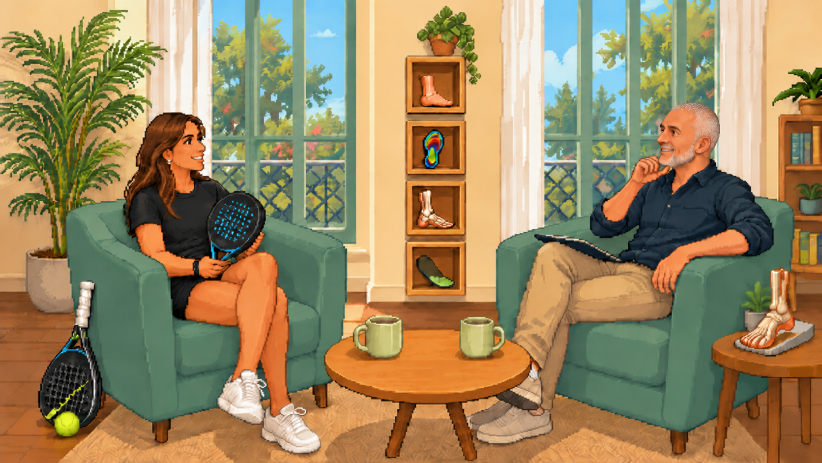 Ana Varo y Alberto Moreno conversando en pixel art