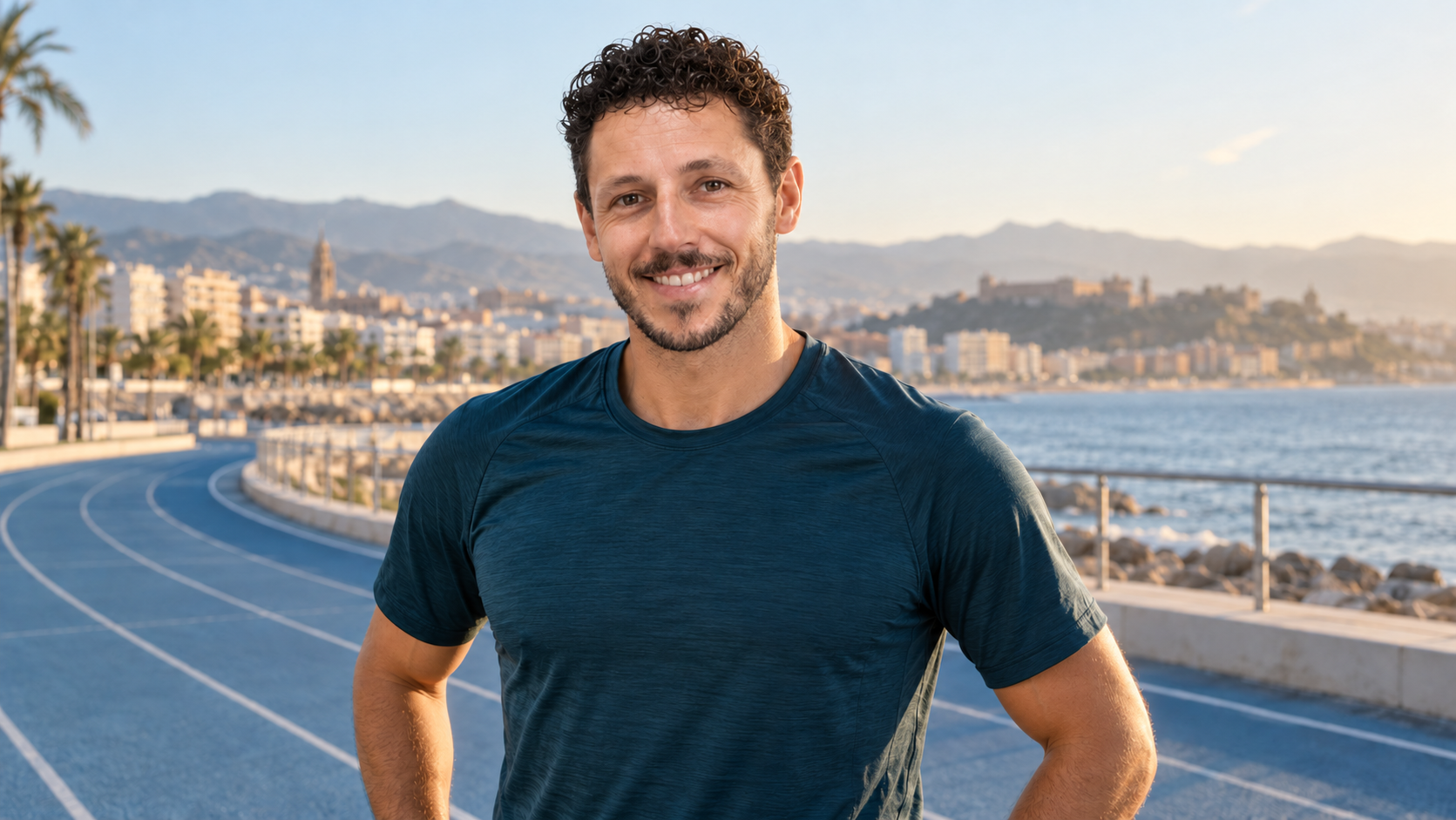Composición de Miguel Blanes junto a una pista de atletismo en Málaga